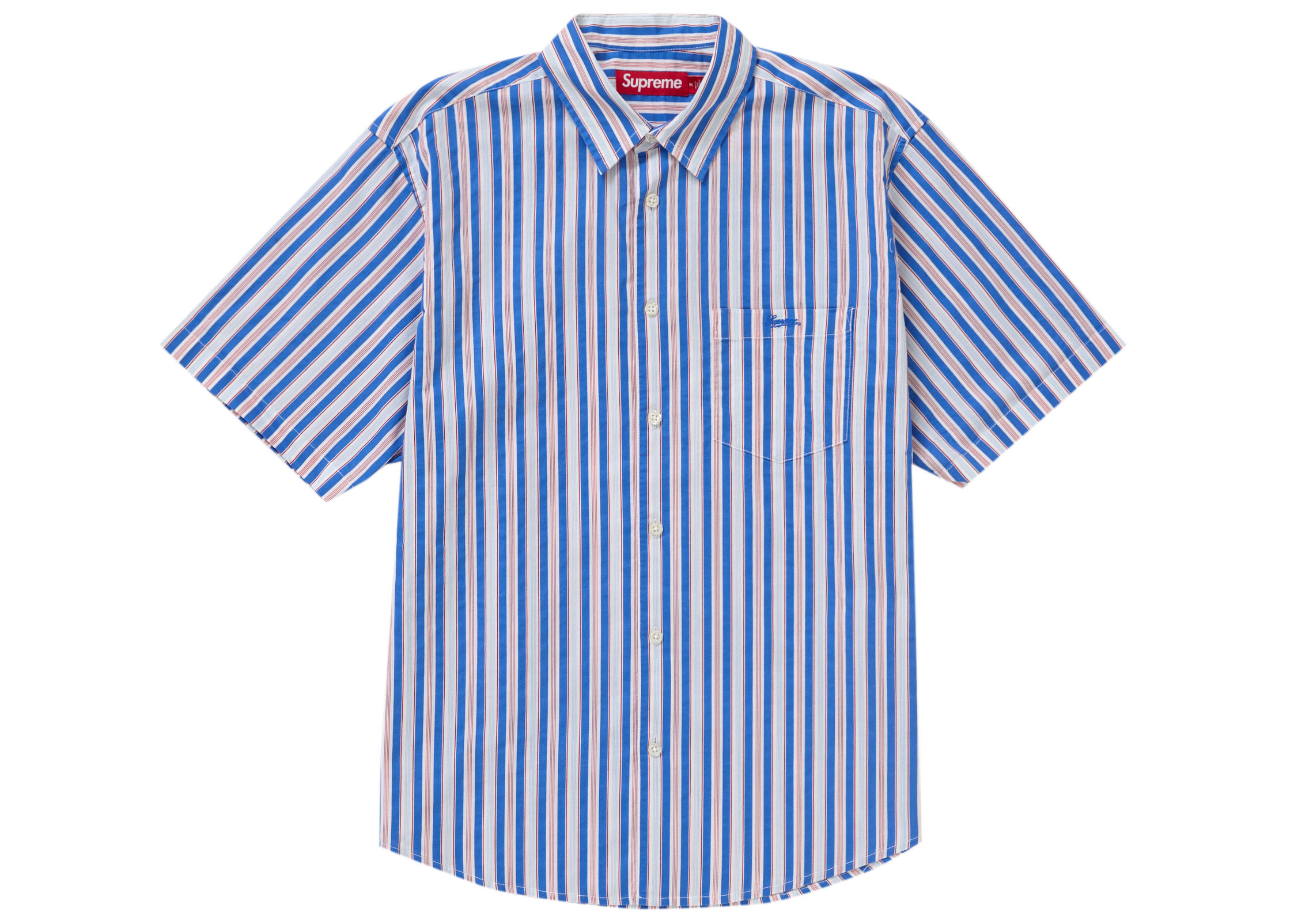 Supreme Loose Fit Multi Stripe S/S Shirt Blue
