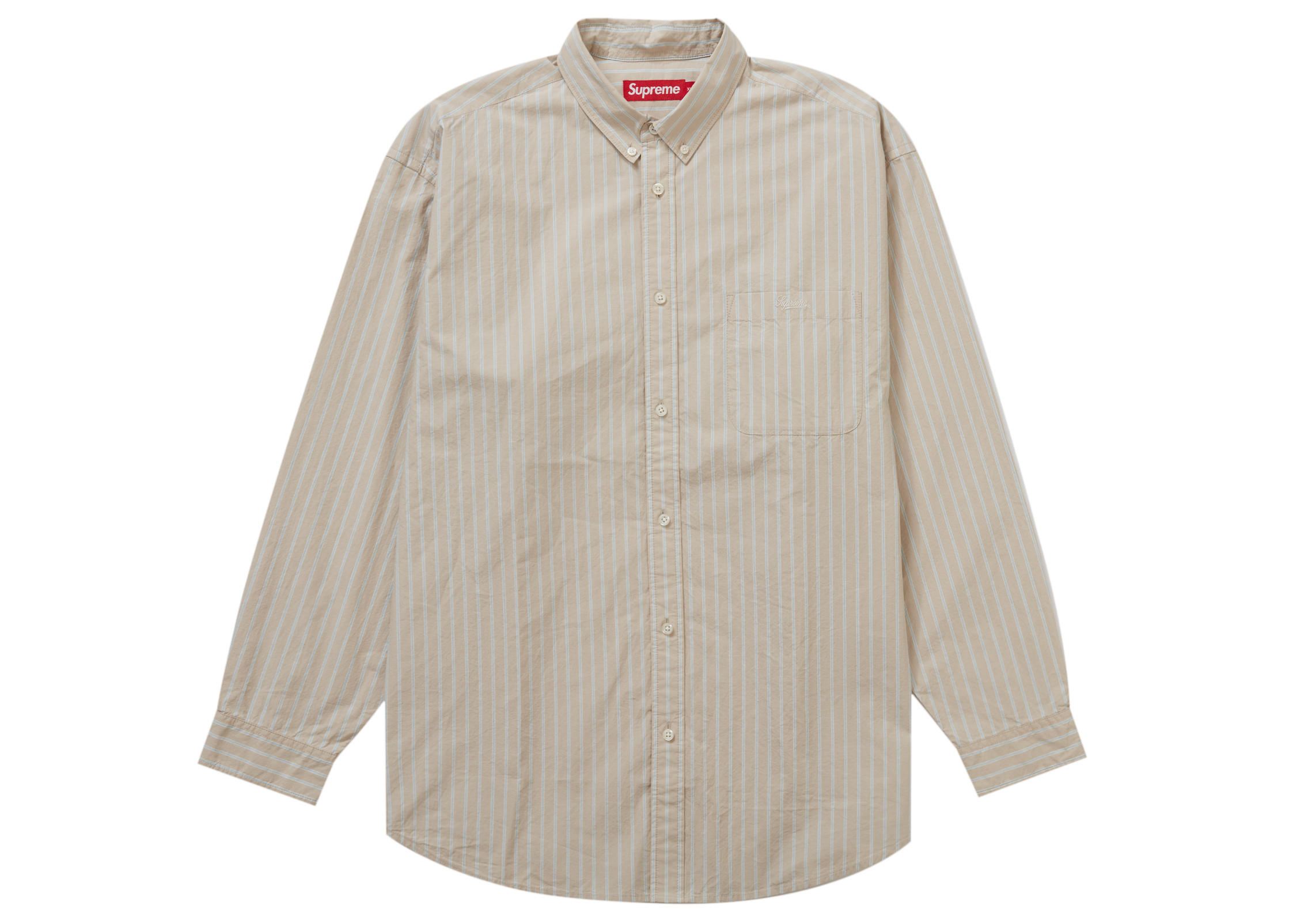 シュプリームストライプシャツ【正規品】Supreme Loose Fit Stripe Shirt tan