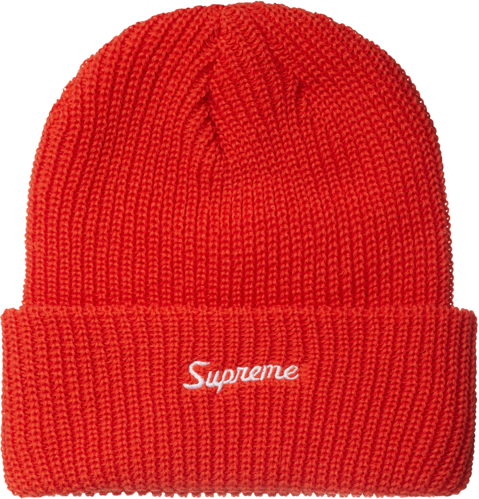 Supreme NYC Loose Gauge Red/White Knit Beanie Winter Hat One Size -  SoldSneaker