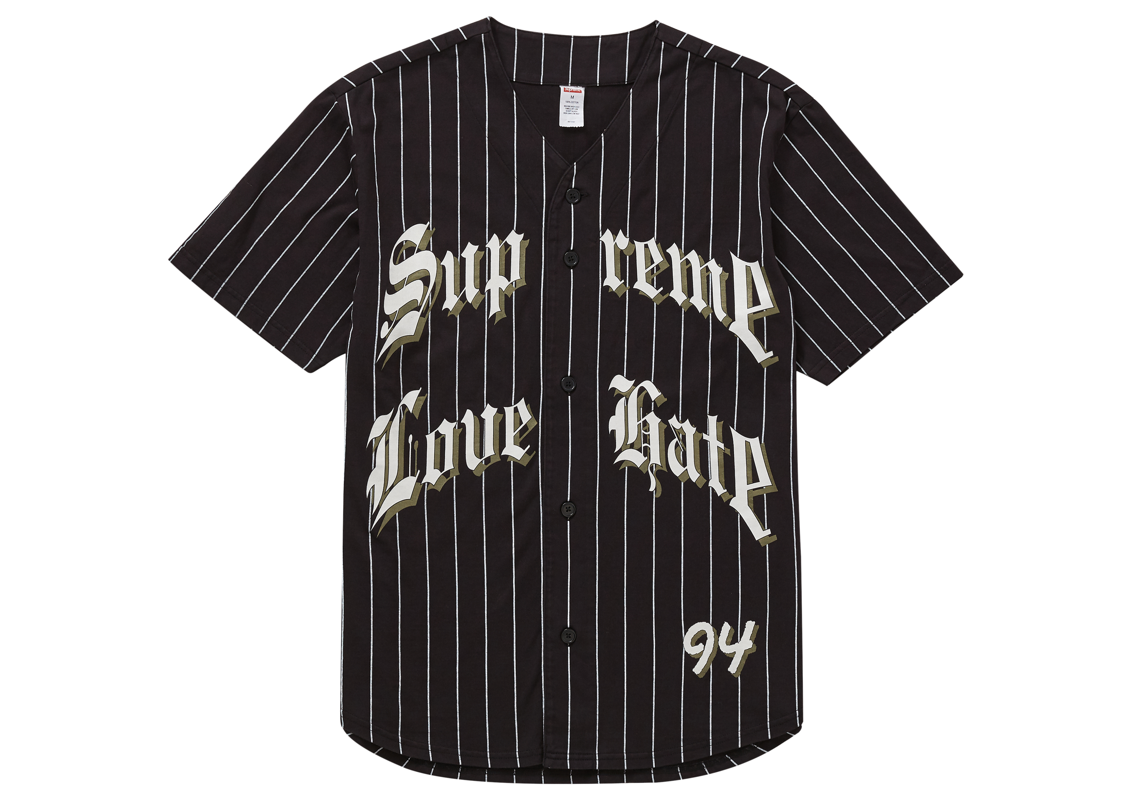 Supreme Love Hate Baseball Jersey Black Men's - FW19 - US
