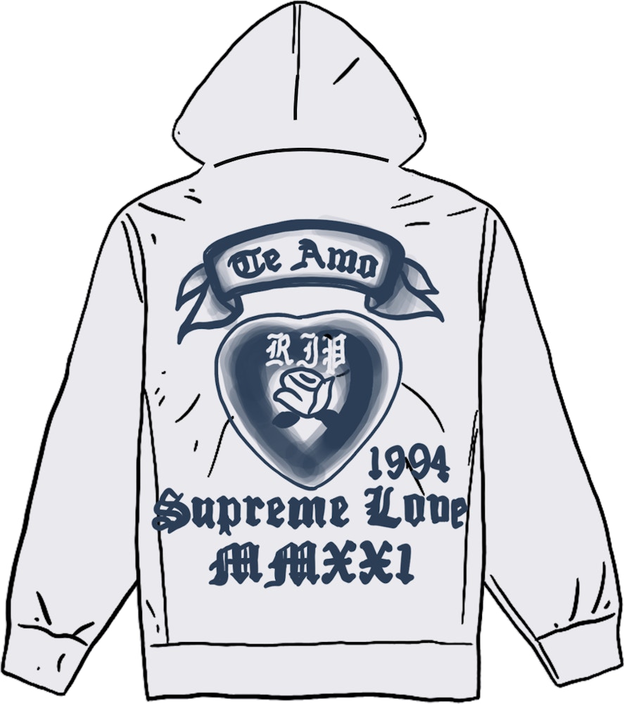 Supreme Supreme Love Hooded Sweatshirt Ash Grey Ss21