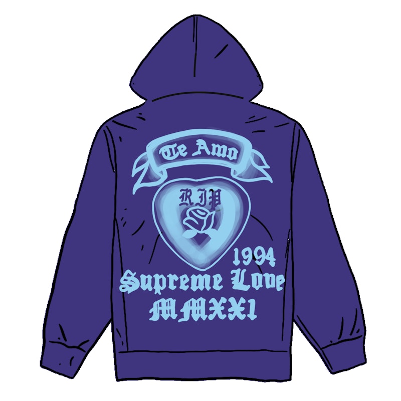 Supreme Love Hooded Sweatshirt Dark Royal Men's - SS21 - US