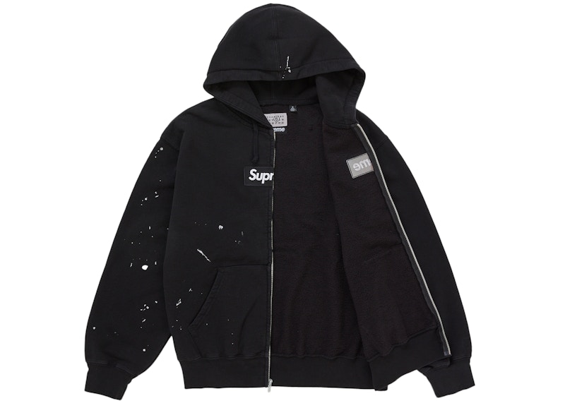 Supreme MM6 Maison Margiela Box Logo Zip Up Hooded Sweatshirt Black