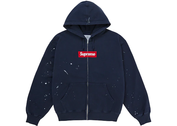 Supreme MM6 Maison Margiela Box Logo Zip Up Hooded Sweatshirt Black