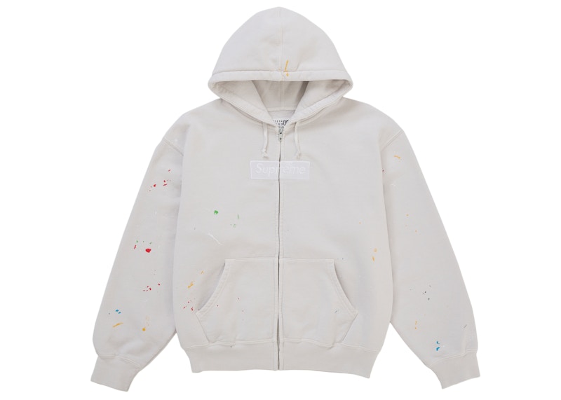 Supreme MM6 Maison Margiela Box Logo Zip Up Hooded Sweatshirt White