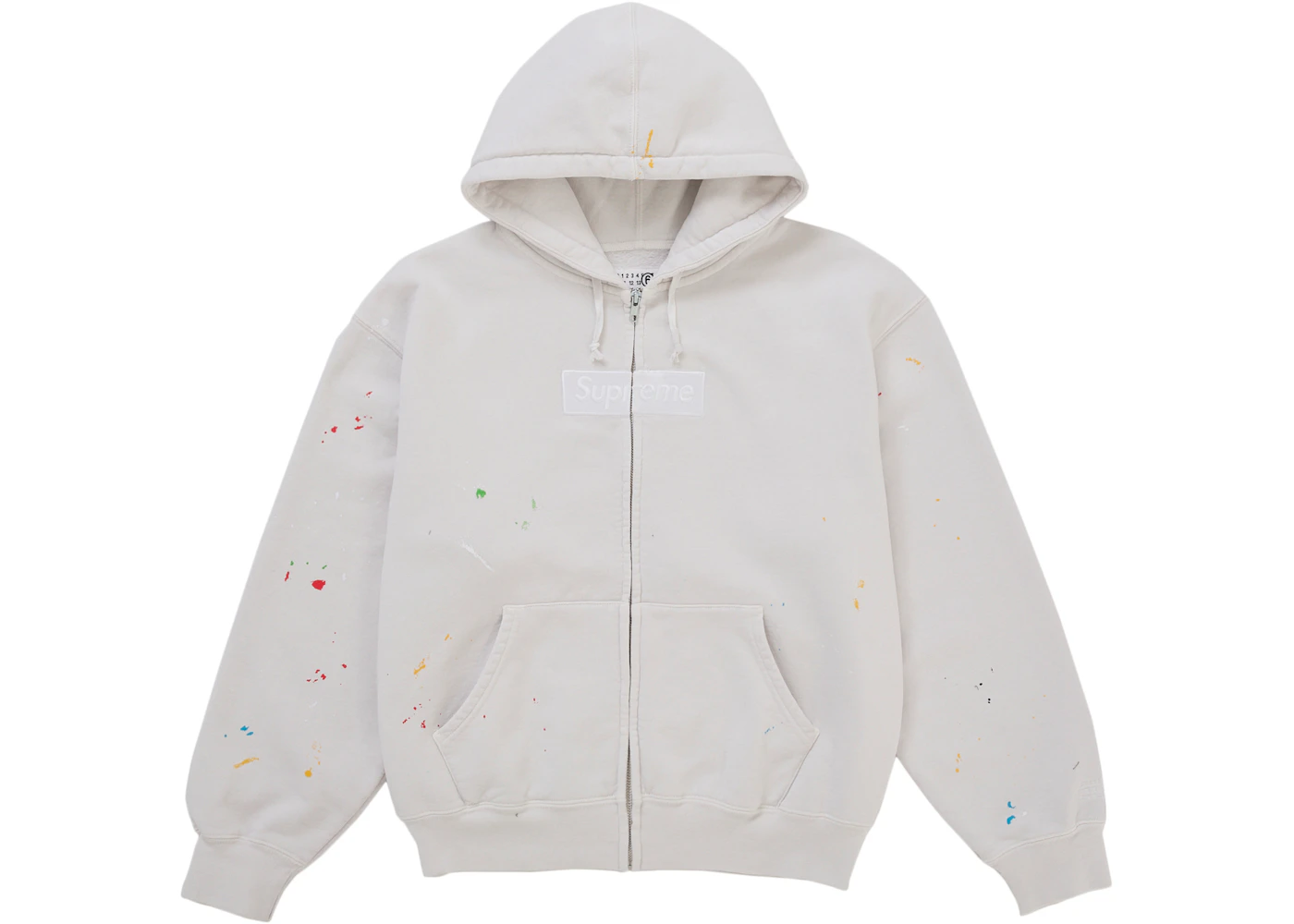 Supreme MM6 Maison Margiela Box Logo Zip Up Hooded Sweatshirt White