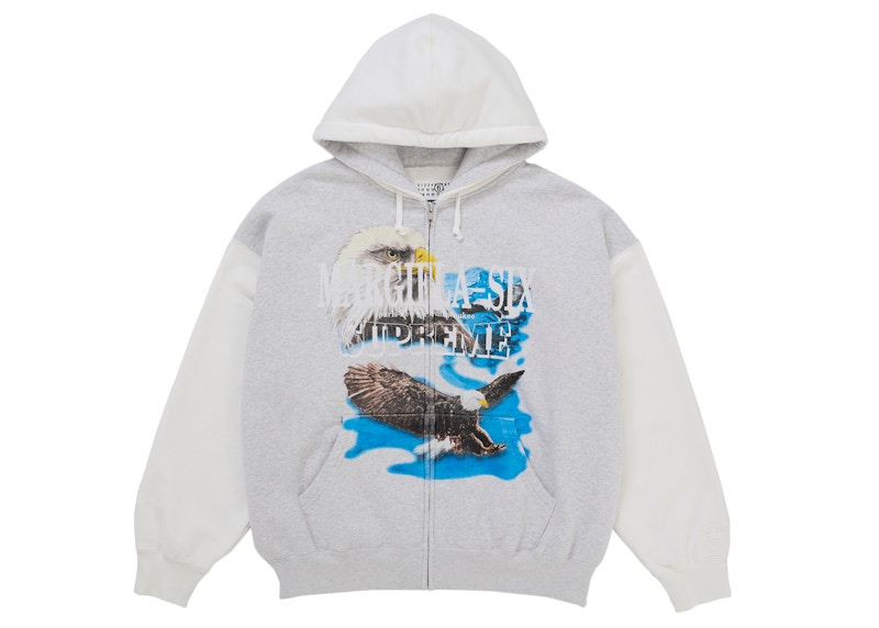 Supreme MM6 Maison Margiela Eagle Zip Up Hooded Sweatshirt White