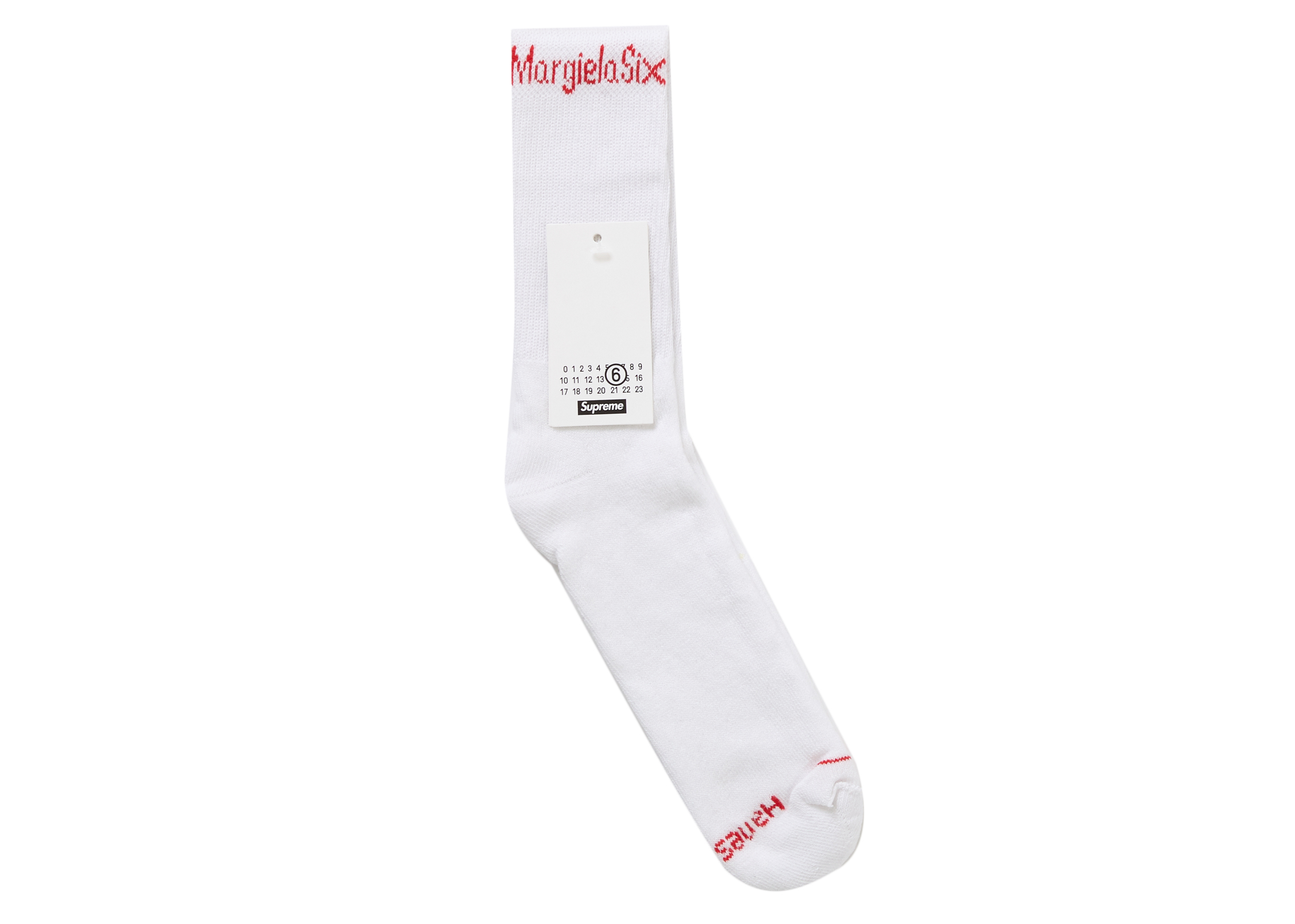Supreme MM6 Maison Margiela Hanes Crew Socks (1 Pack) White - SS24 