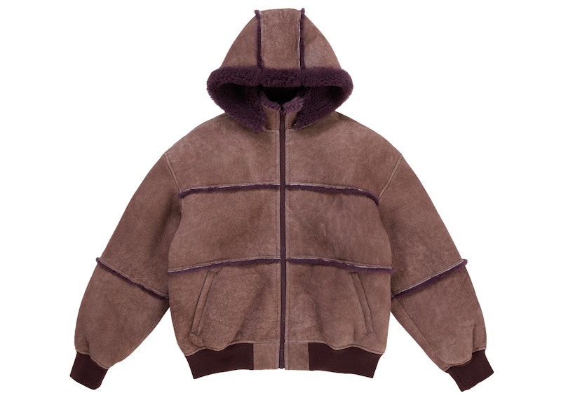Supreme MM6 Maison Margiela Hooded Shearling Bomber Jacket Purple