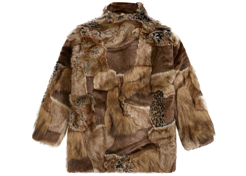 Supreme MM6 Maison Margiela Patchwork Faux Fur Coat Brown Men's SS24 US