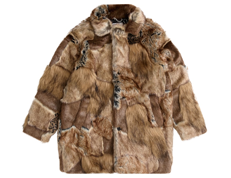 Supreme MM6 Maison Margiela Patchwork Faux Fur Coat Brown Men's