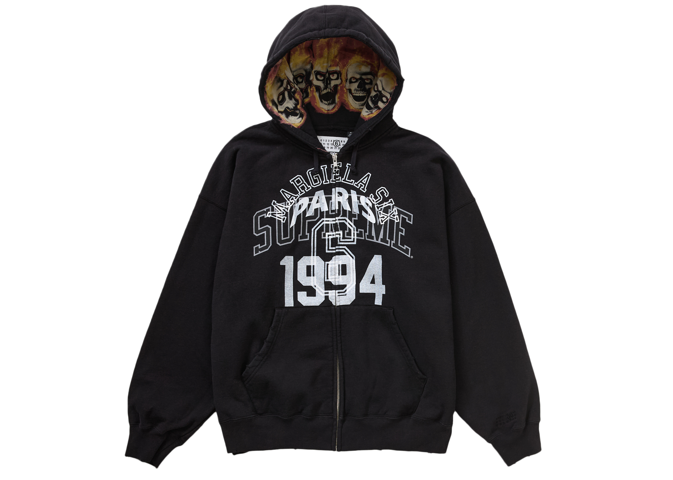 Supreme MM6 Maison Margiela Zip Up Hooded Sweatshirt Black