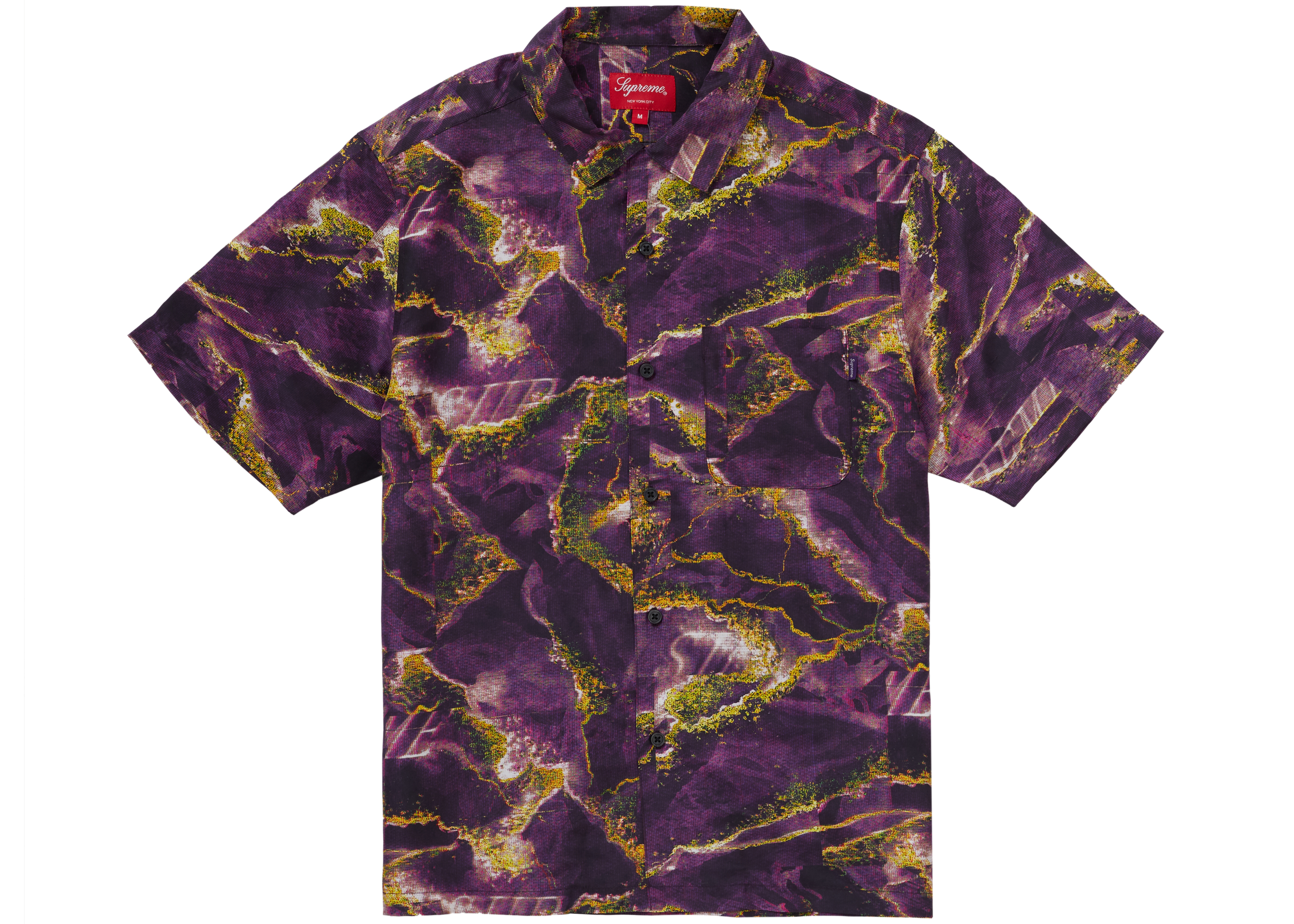 Supreme Marble Silk S/S Shirt Purple Men's - FW20 - US