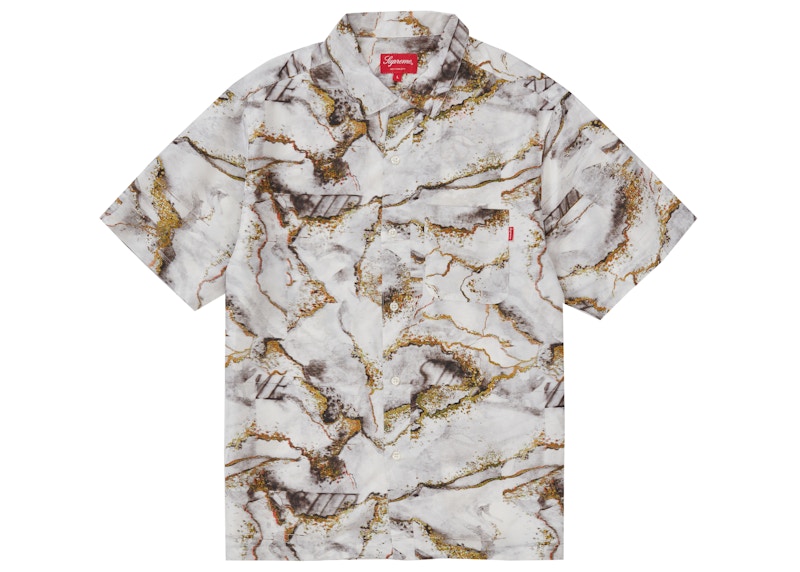 Supreme Marble Silk S/S Shirt White Men's - FW20 - US