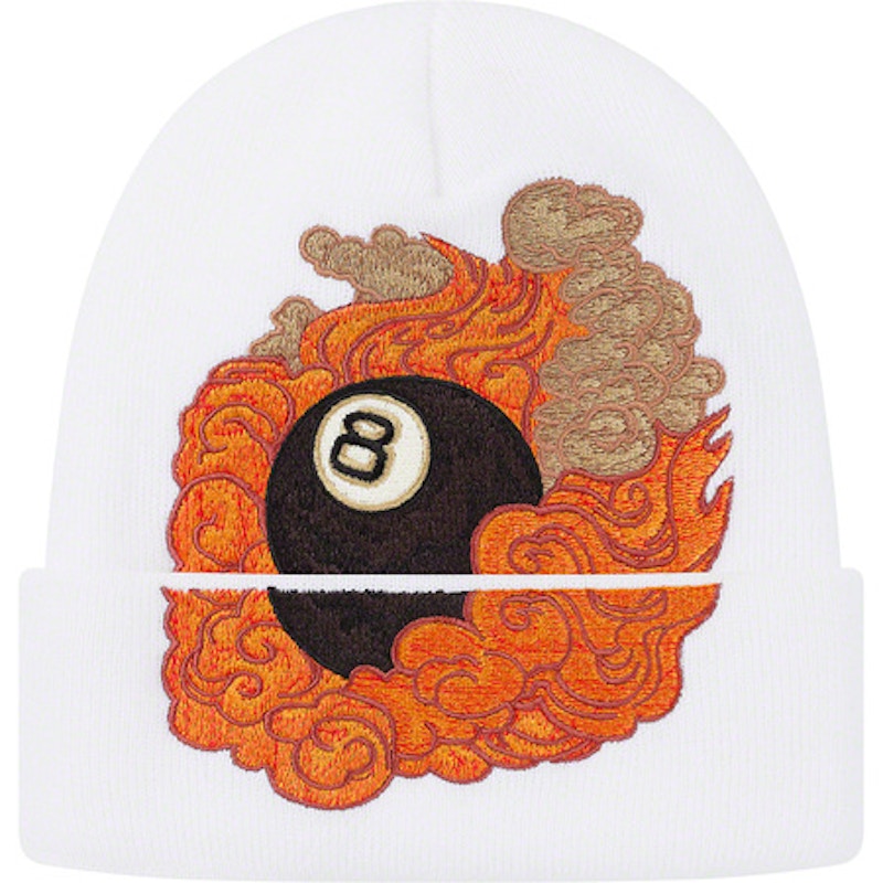 Supreme Martin Wong 8-Ball Beanie White