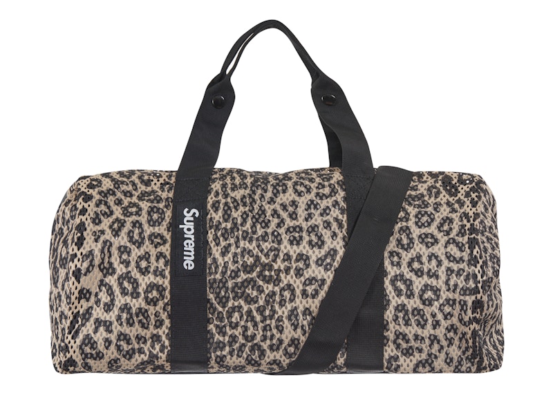 supreme mesh duffle bag leopard-