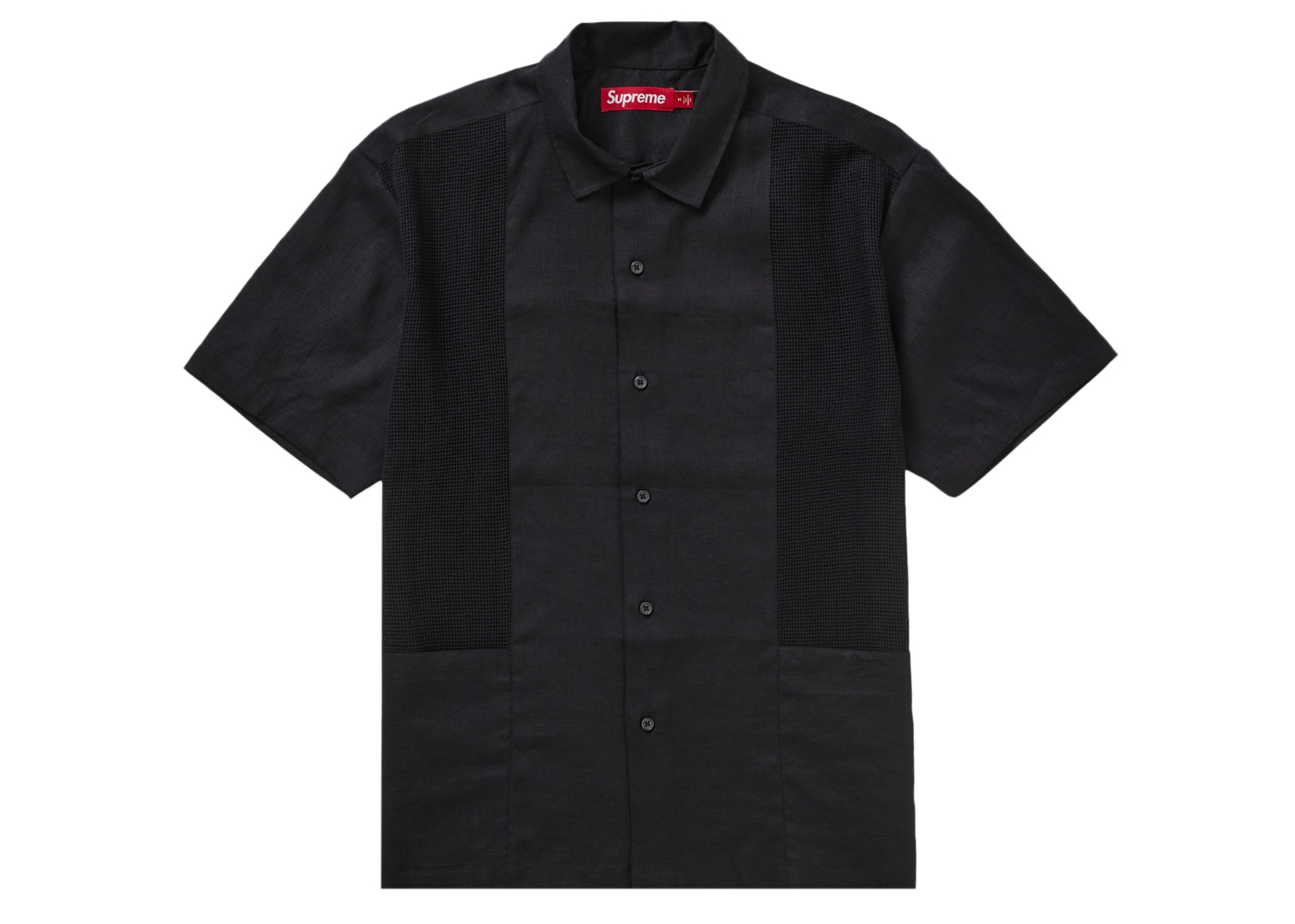 Supreme Mesh Panel Linen S/S Shirt Black