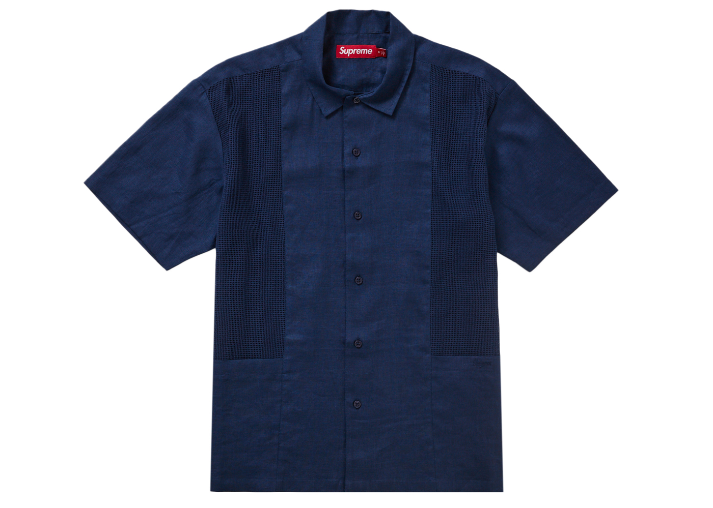 Supreme Mesh Panel Linen S/S Shirt Navy メンズ - SS24 - JP