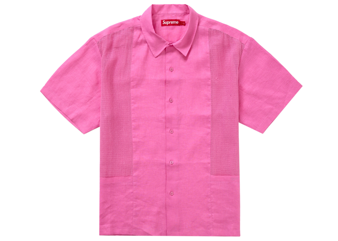 Supreme Mesh Panel Linen S/S Shirt Pink Men's - SS24 - US