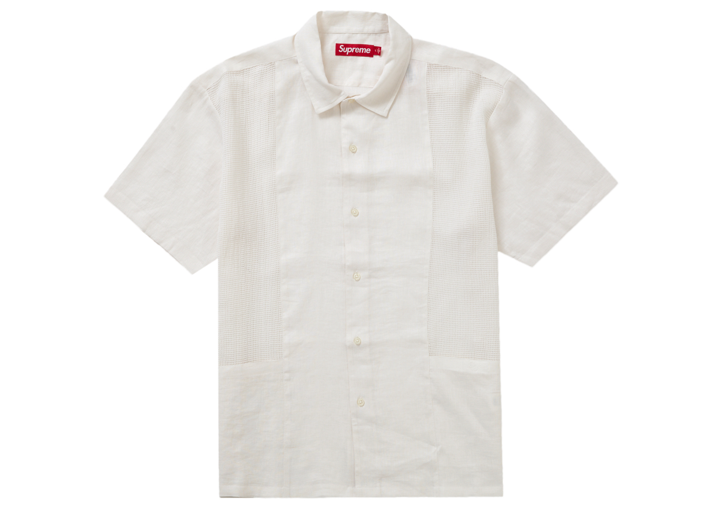Supreme Mesh Panel Linen S/S Shirt White