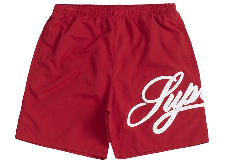 Supreme Mesh Script Water Short Red