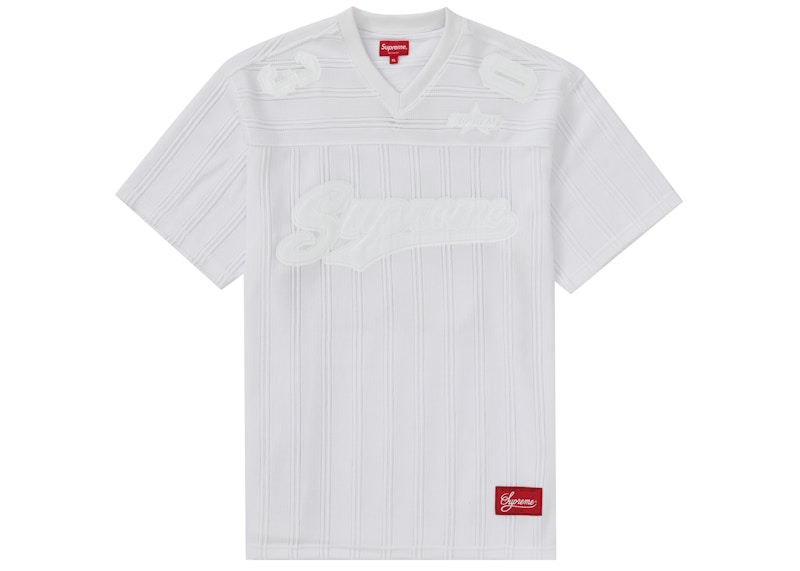 Supreme Mesh Stripe Football Jersey White メンズ - SS21 - JP