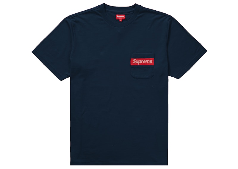 Supreme Mesh Stripe Pocket Tee Navy Men's - SS19 - US