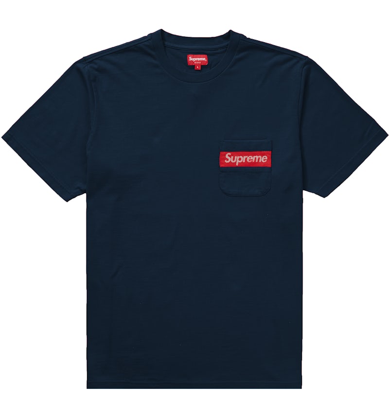 Supreme Mesh Stripe Pocket Tee Navy Men's SS19 US