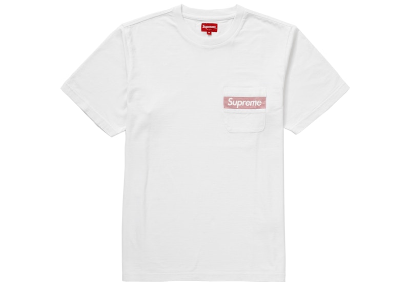 supreme mesh stripe pocket tee M white-