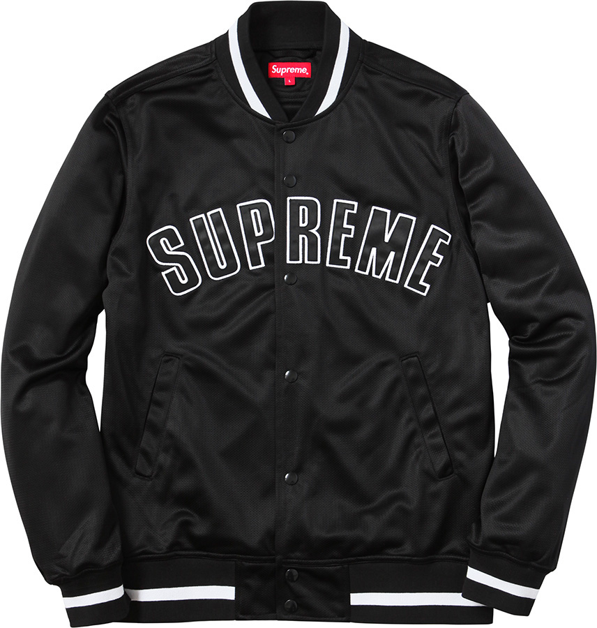 Supreme Mesh Varsity Jacket Black Herren - SS15 - DE