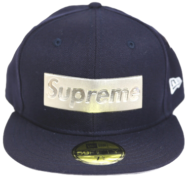 Supreme Metallic Box Logo New Era Hat Navy - SS16