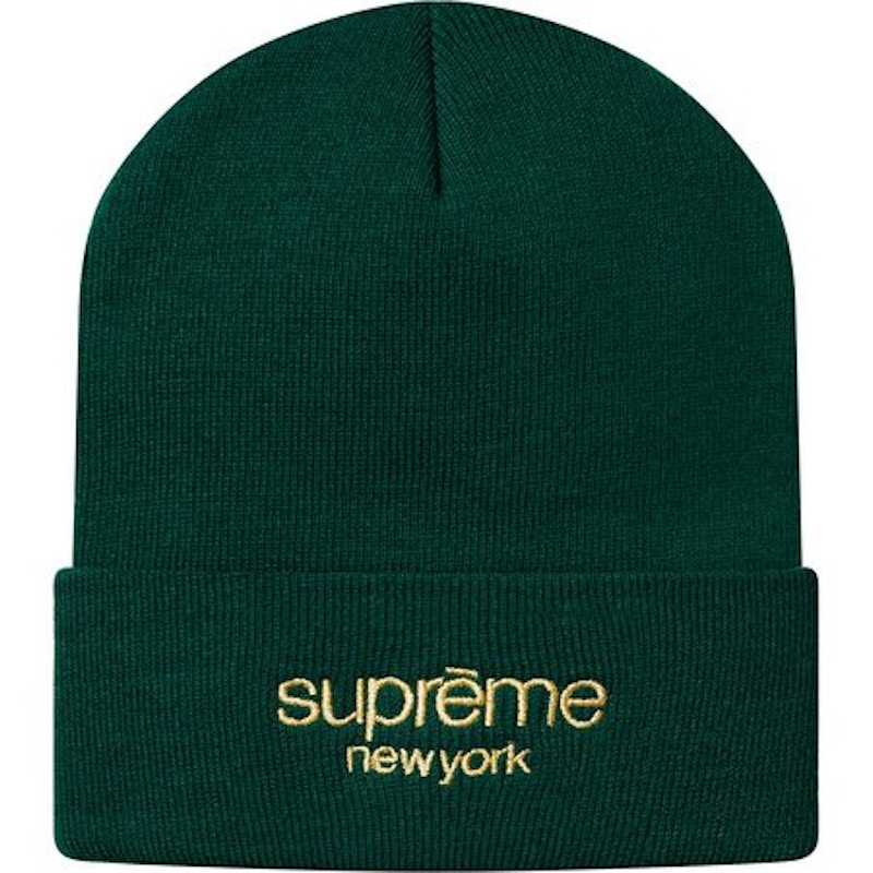 Supreme Metallic Classic Logo Beanie Green