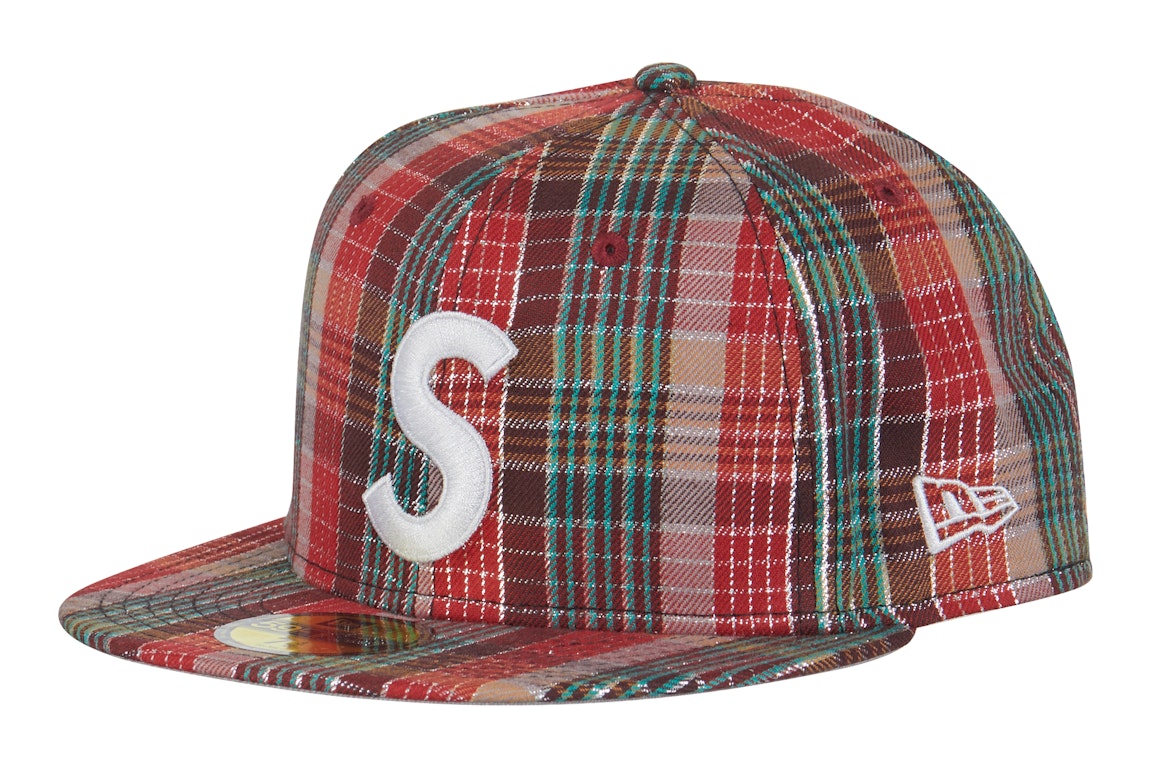 Pre-owned Supreme Metallic Plaid S Logo New Era Hat Red