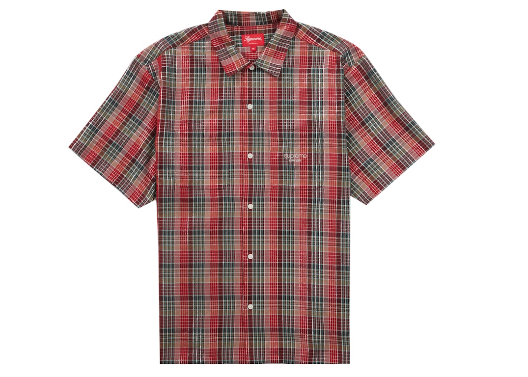 Pre-owned Supreme Metallic Plaid S/s Shirt Red