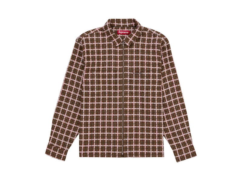 トップス Supreme llic Plaid Zip Up Shirt M Supreme】Studded Shadow Plaid Zip Up Shirt Black - 25FW