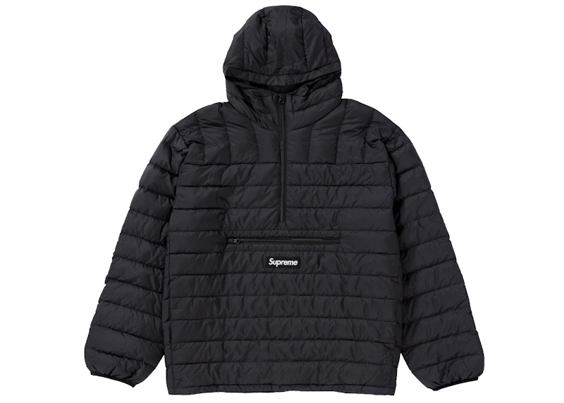 Supreme Micro Down Half Zip Hooded Pullover Black Men's - FW23