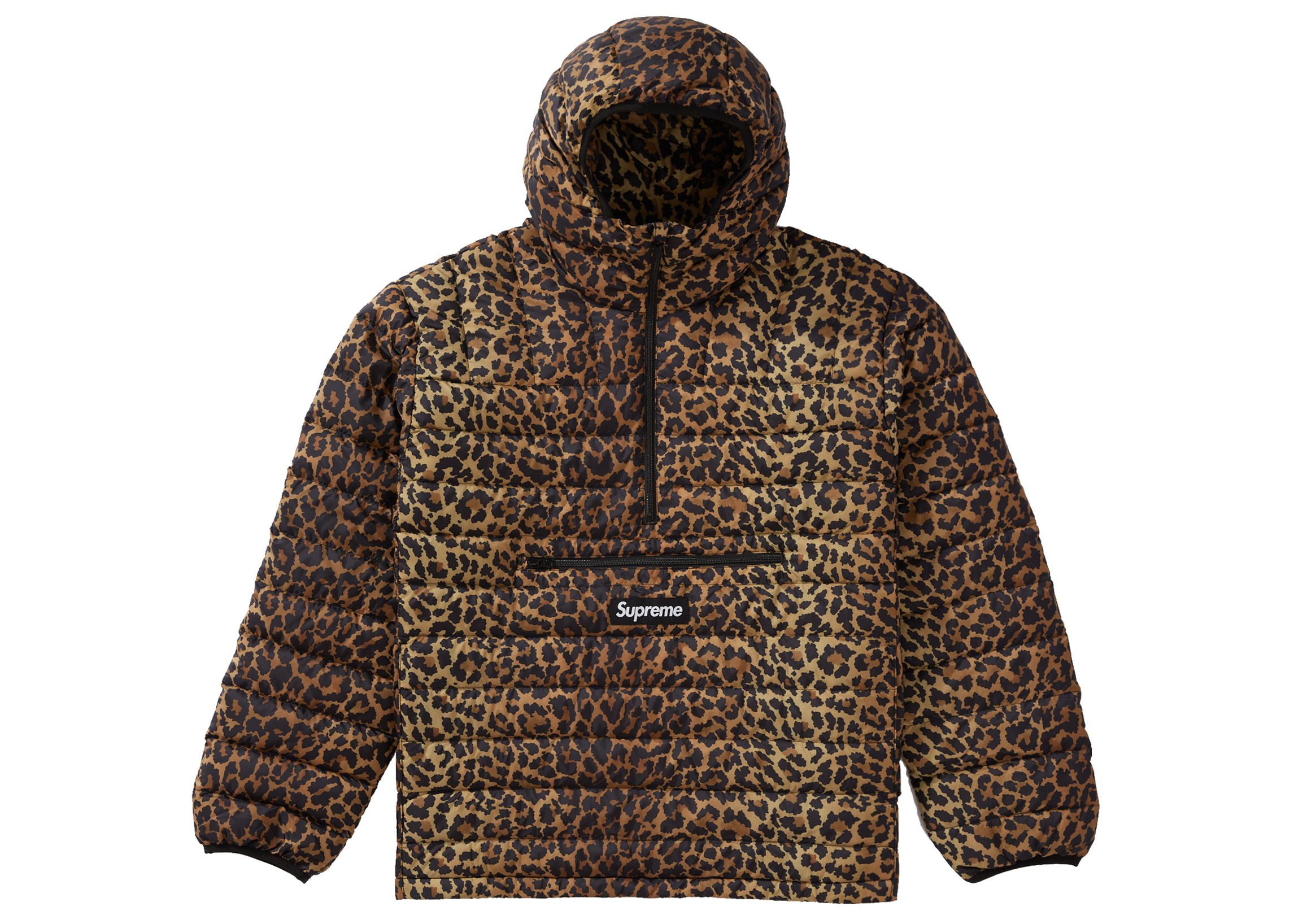 Supreme Micro Down Half Zip Hooded Pullover (FW21) Leopard Men's