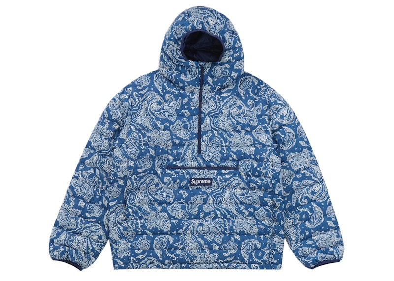 Supreme Micro Down Half Zip Hooded Pullover (FW22) Blue Paisley Men's -  FW22 - US