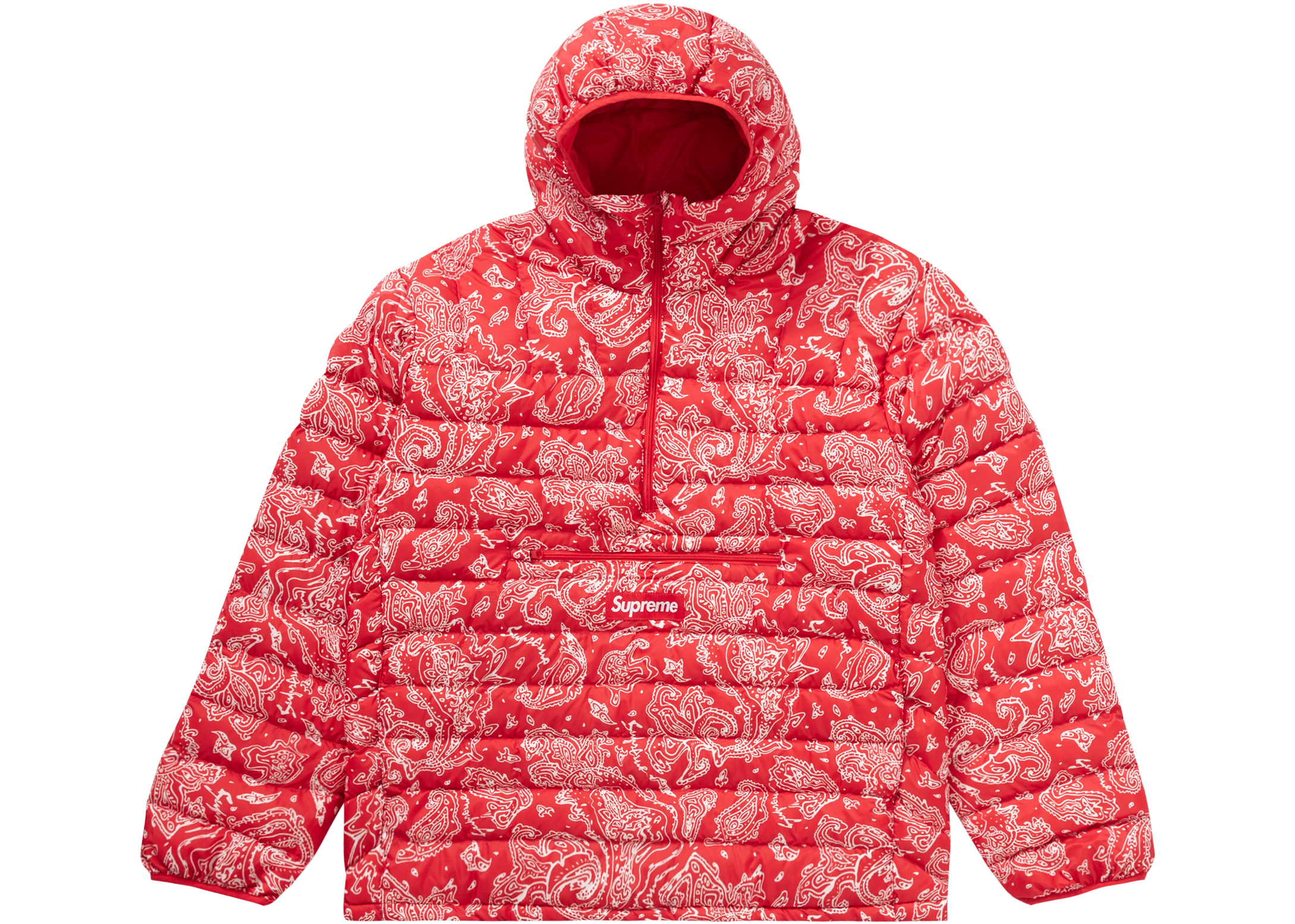 Supreme Micro Down Half Zip Hooded Pullover (FW22) Red Paisley