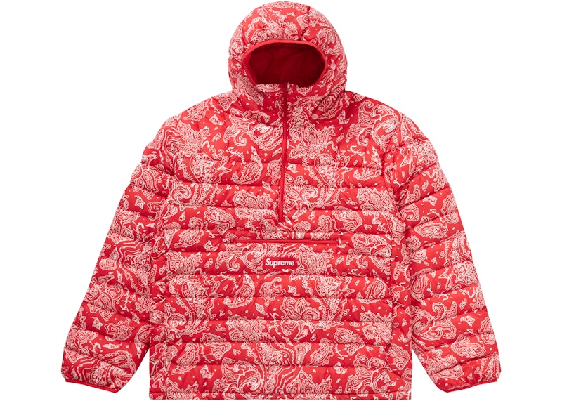 SUPREME Micro down half zip pullover 赤-