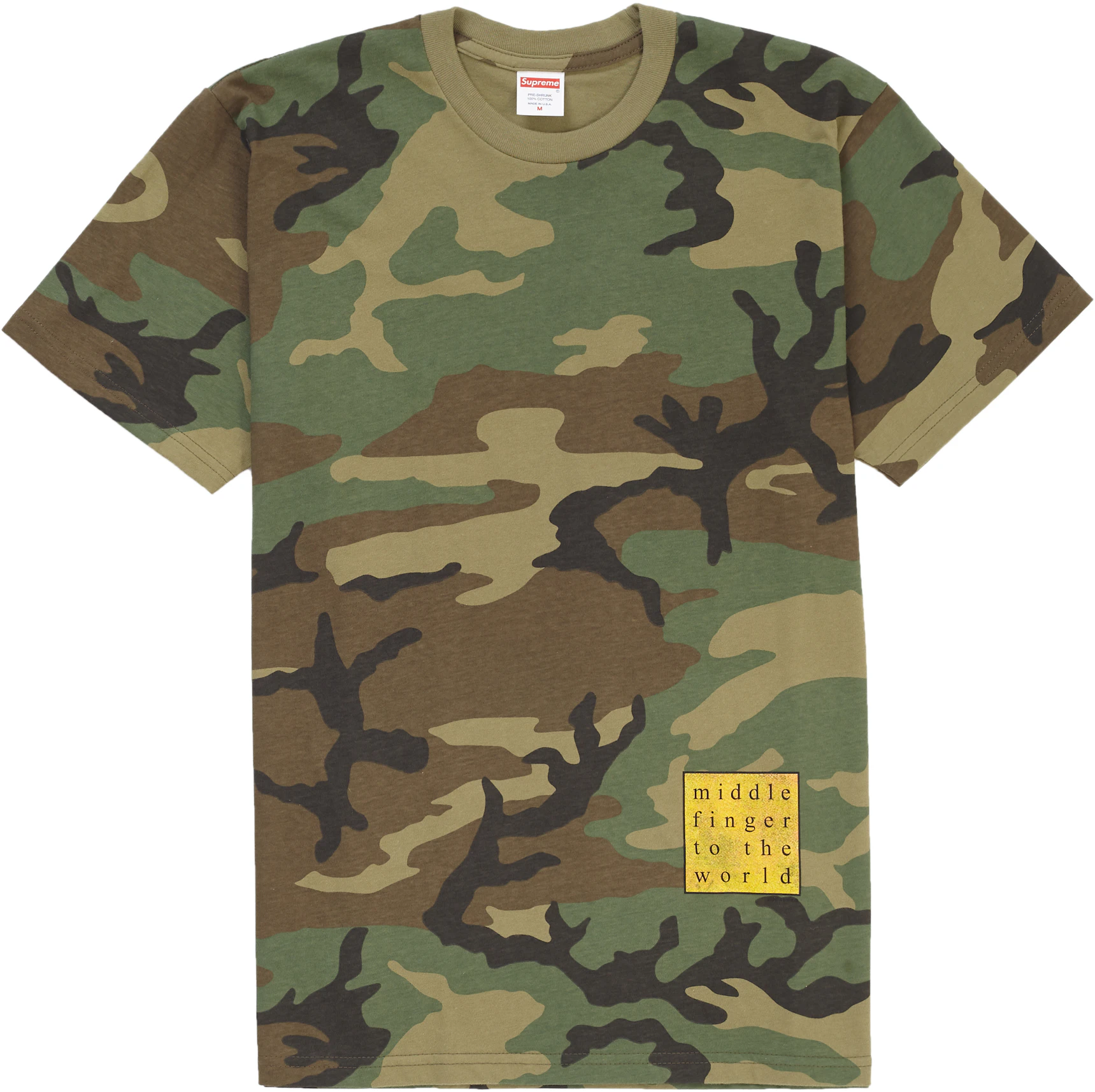 Supreme Middle Finger to the World Tee Woodland Camo - SS19 - GB