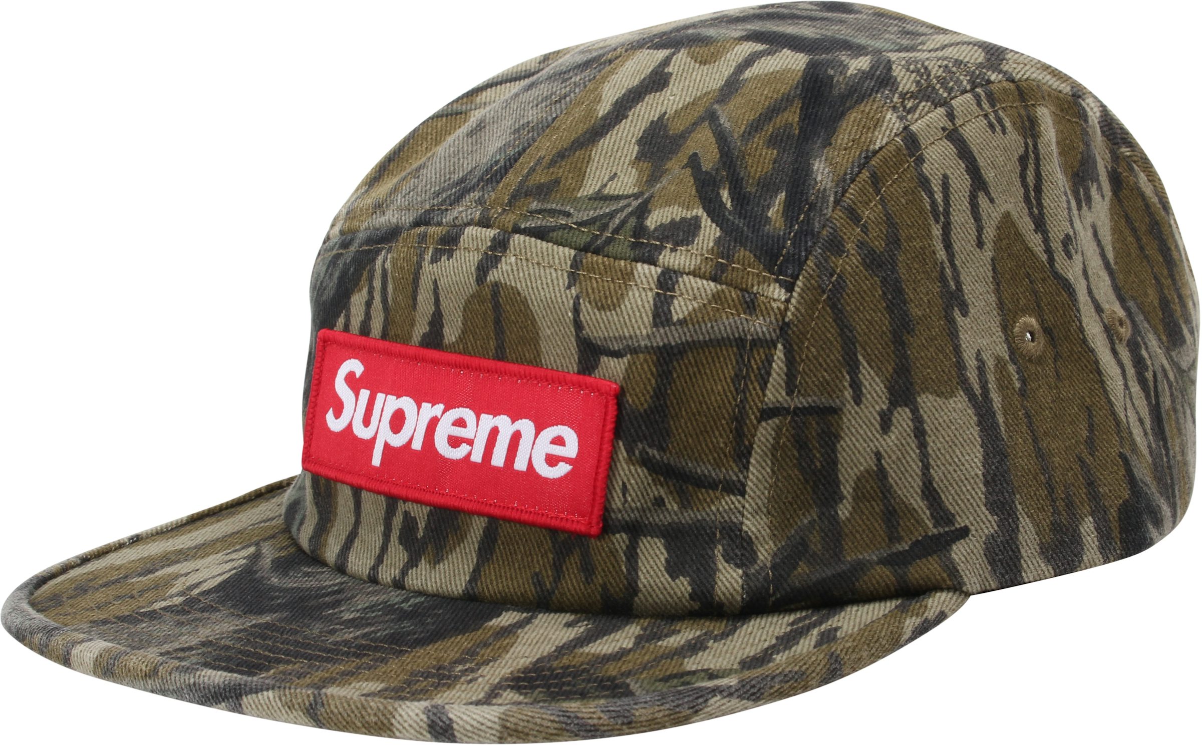 VINTAGE 2000S SUPREME 5-PANEL BOX LOGO CAMP CAP HAT ALL-OVER X MILITARY BLUE