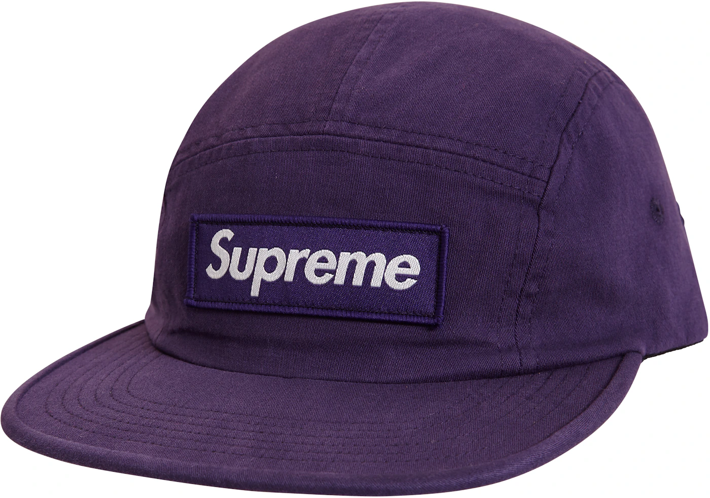 Supreme 5 Panel Denim Camo Camp Hat Purple Box Logo Os Pre-owned
