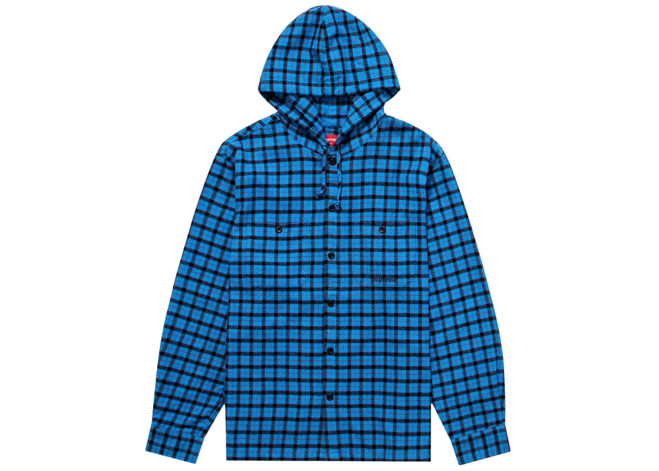Supreme Mini Plaid Hooded Shirt Blue Men's - SS22 - US