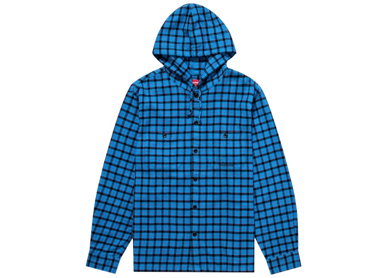 Supreme Mini Plaid Hooded Shirt Blue Men's - SS22 - US