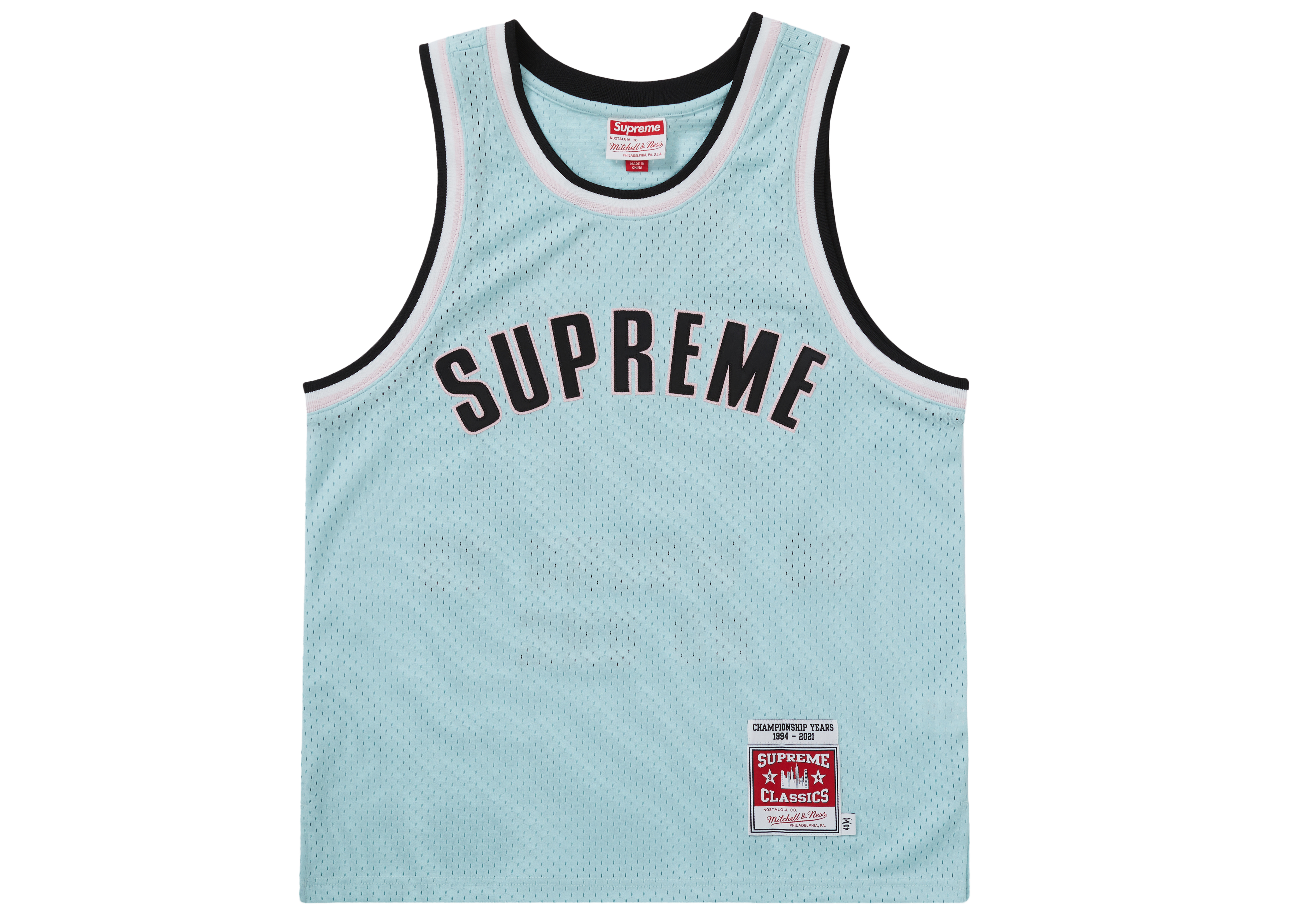 Supreme Mitchell & Ness Basketball Jersey Light Blue Men's - SS21 - GB