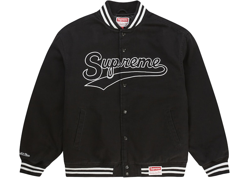 Supreme mitchell\u0026ness バーシティジャケット 黒シュプリーム