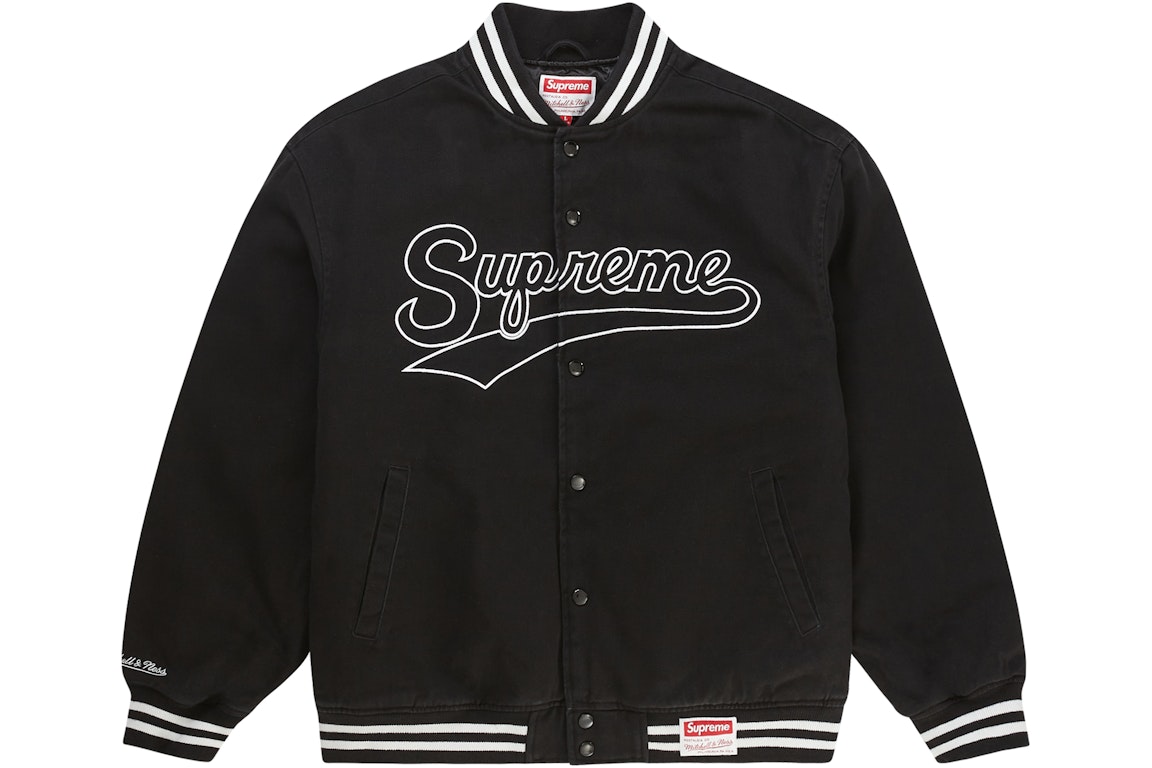 Pre-owned Supreme Mitchell & Ness Doughboy Twill Varsity Jacket Black