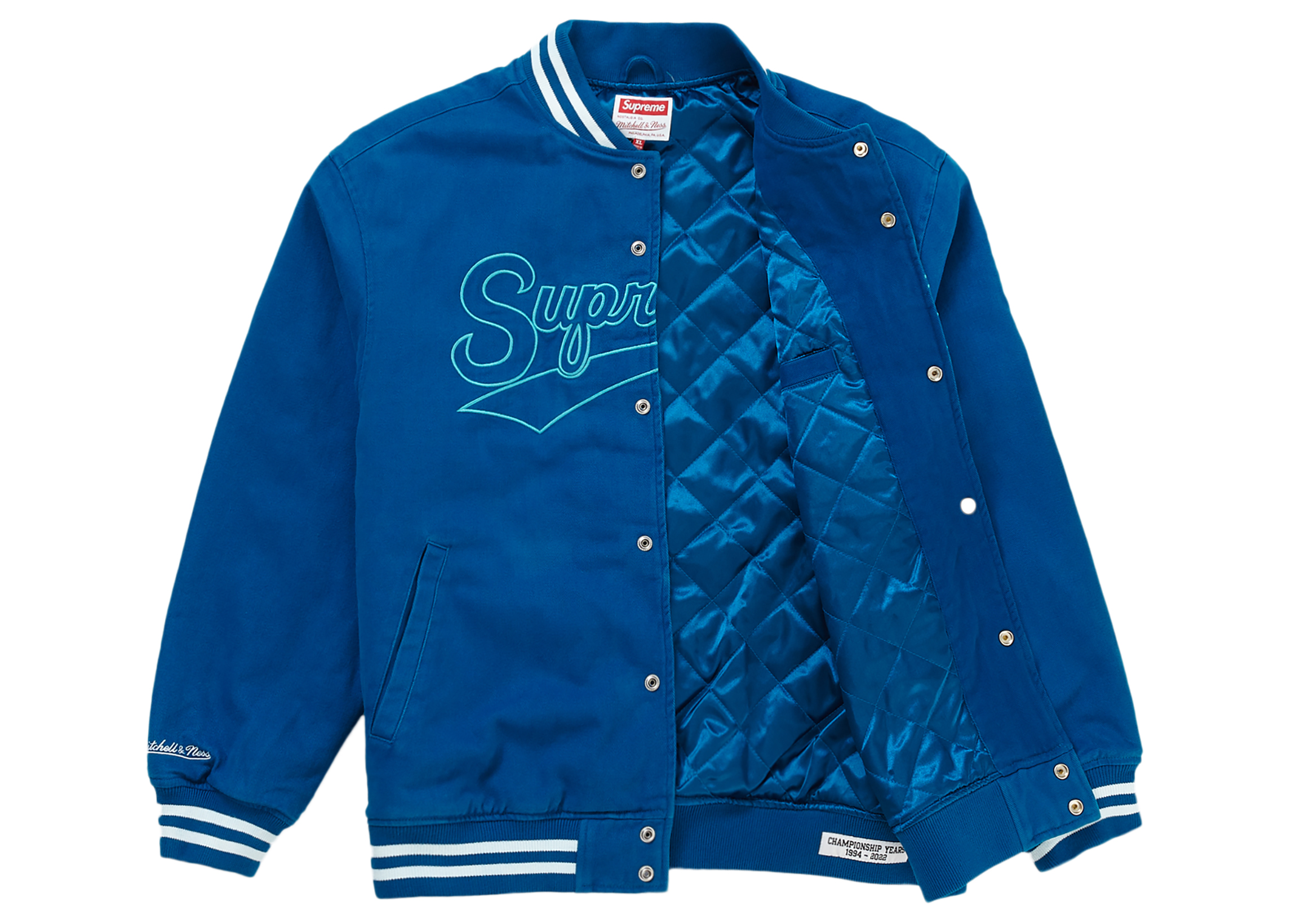Supreme Mitchell & Ness Doughboy Twill Varsity Jacket Blue