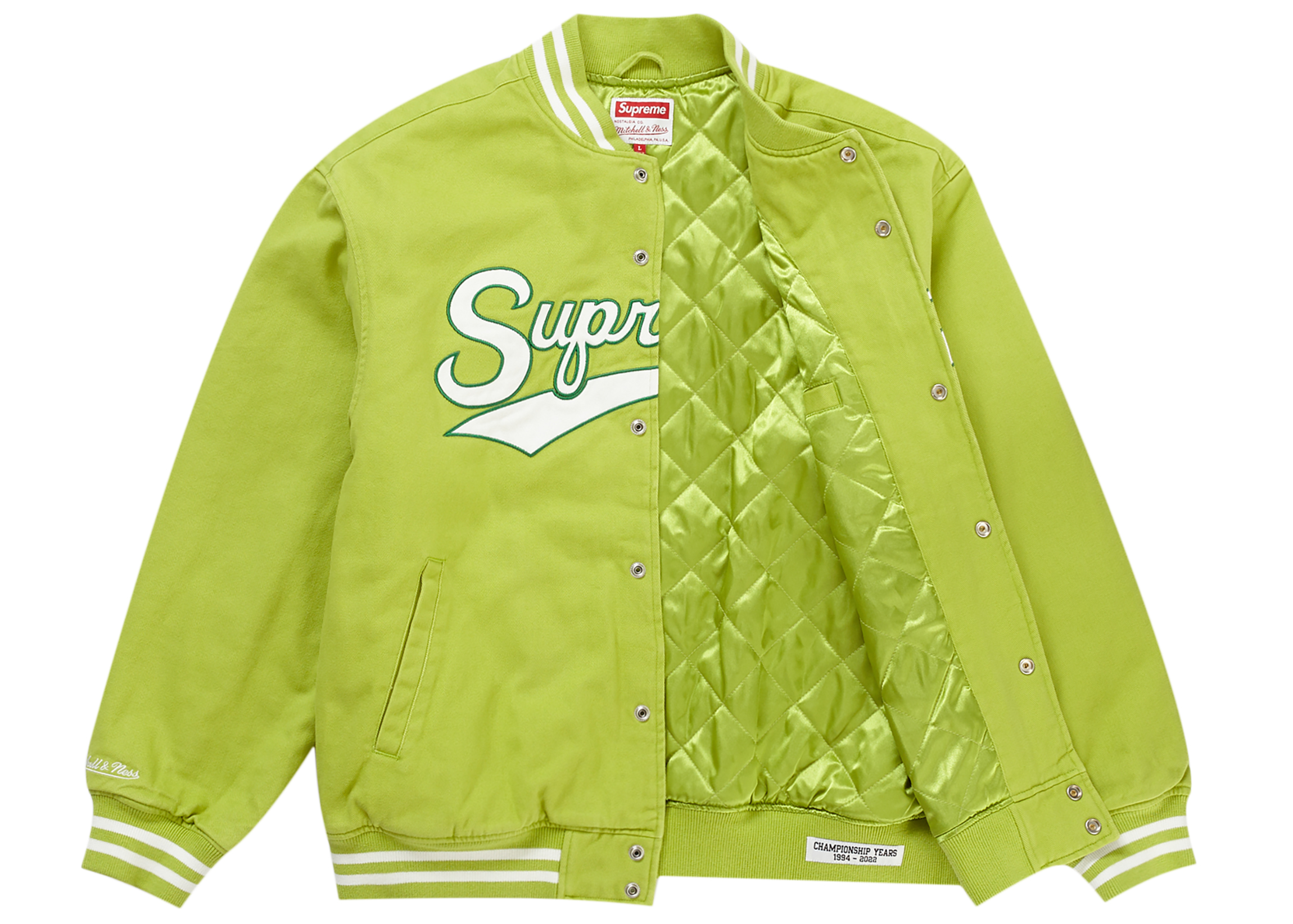 Supreme Mitchell u0026 Ness Doughboy Twill Varsity Jacket Green Men's - FW22 -  US